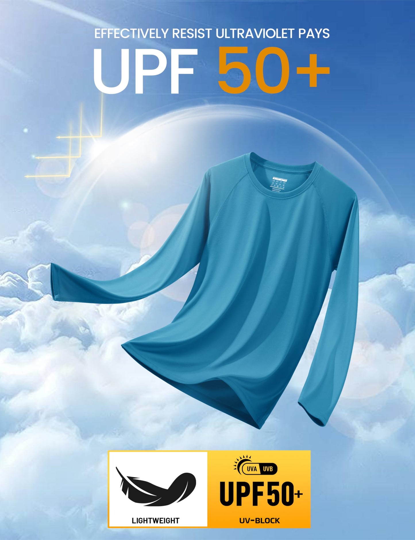 MAGCOMSEN Quick Dry Shirts for Men UPF 50 Long Sleeve Men Athletic T-Shirt UV Protection Shirts for Men Workout Shirts Gym Shirts for Men Outdoor Shirts Blue Green