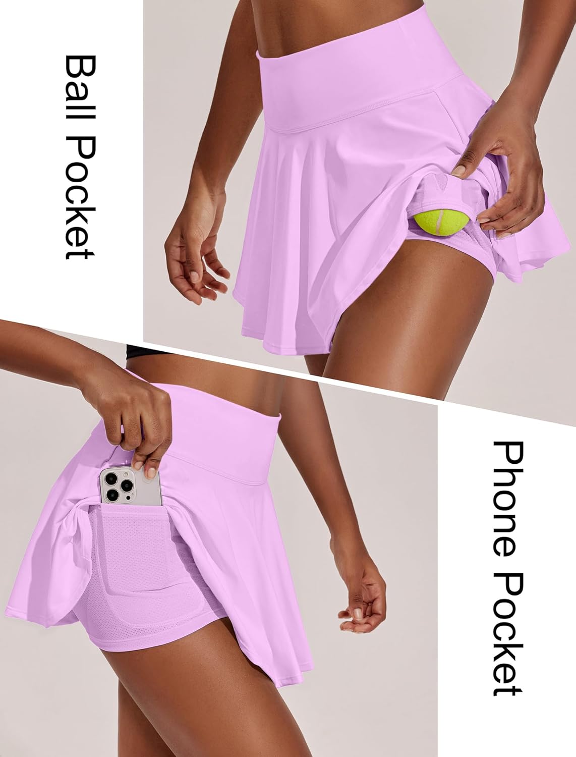 PINSPARK Women's Tennis Skirt - Pleated Athletic Skirt with Pockets | High Waisted Golf Skort for Workouts