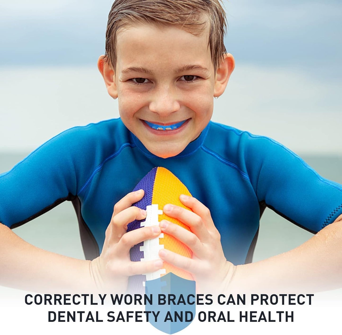 Skiennix Kids Mouth Guard - Durable Sports Braces for Football, MMA, Boxing & More - Blue with Case