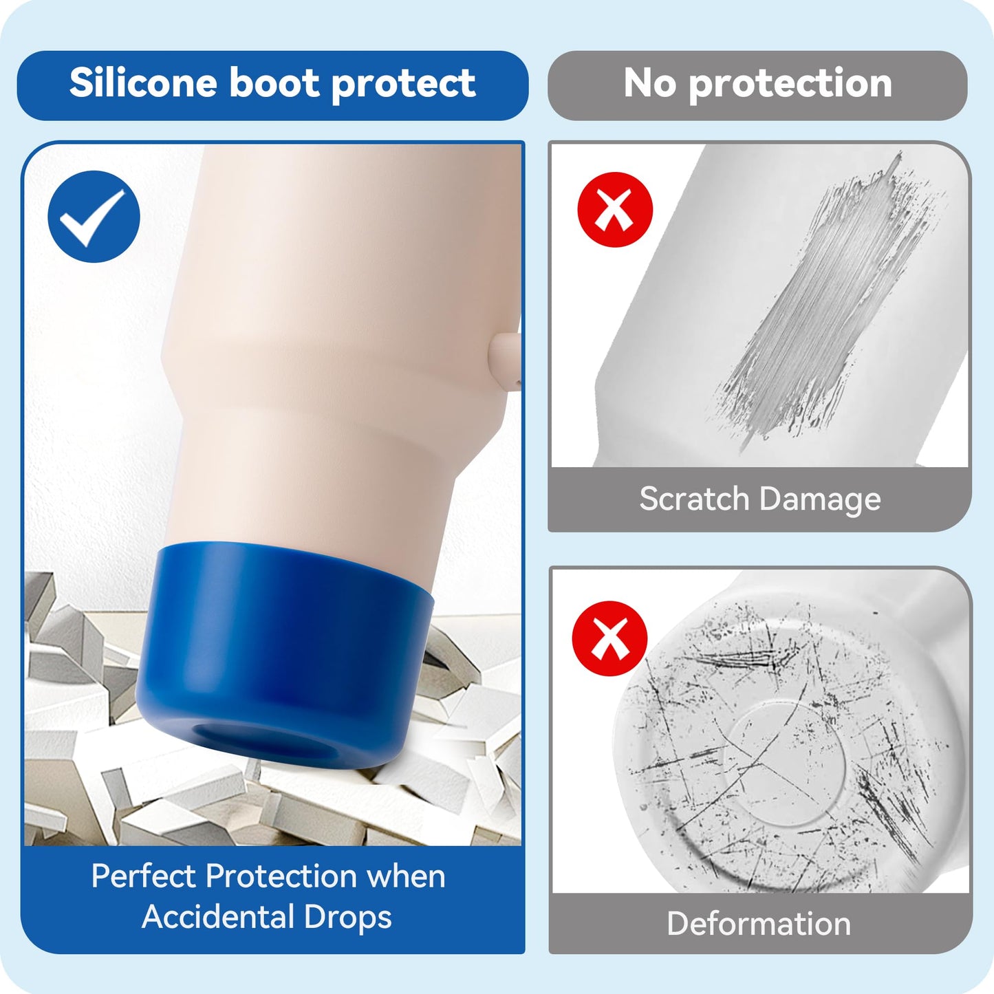 2Pcs Silicone Boot Protector for Owala 24/40oz Travel Tumbler, 12oz Bottle