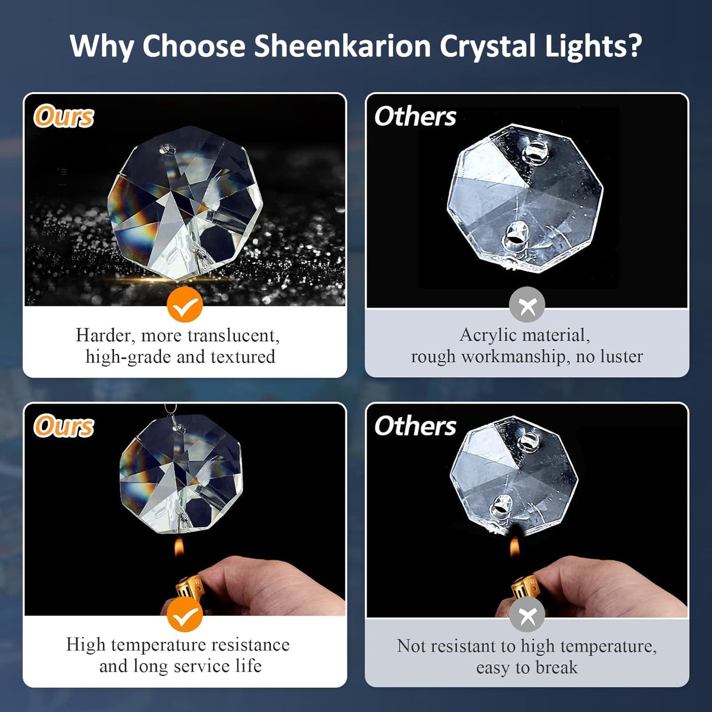 Sheenkarion 2 Pack Decorative Crystal Pendant Light,Chrome Crystal Chandelier Pendant Lights for Kitchen Island Dining Room Living Room Bar Lighting Fixtures,Cord Adjustable Hanging Pendant Lamp