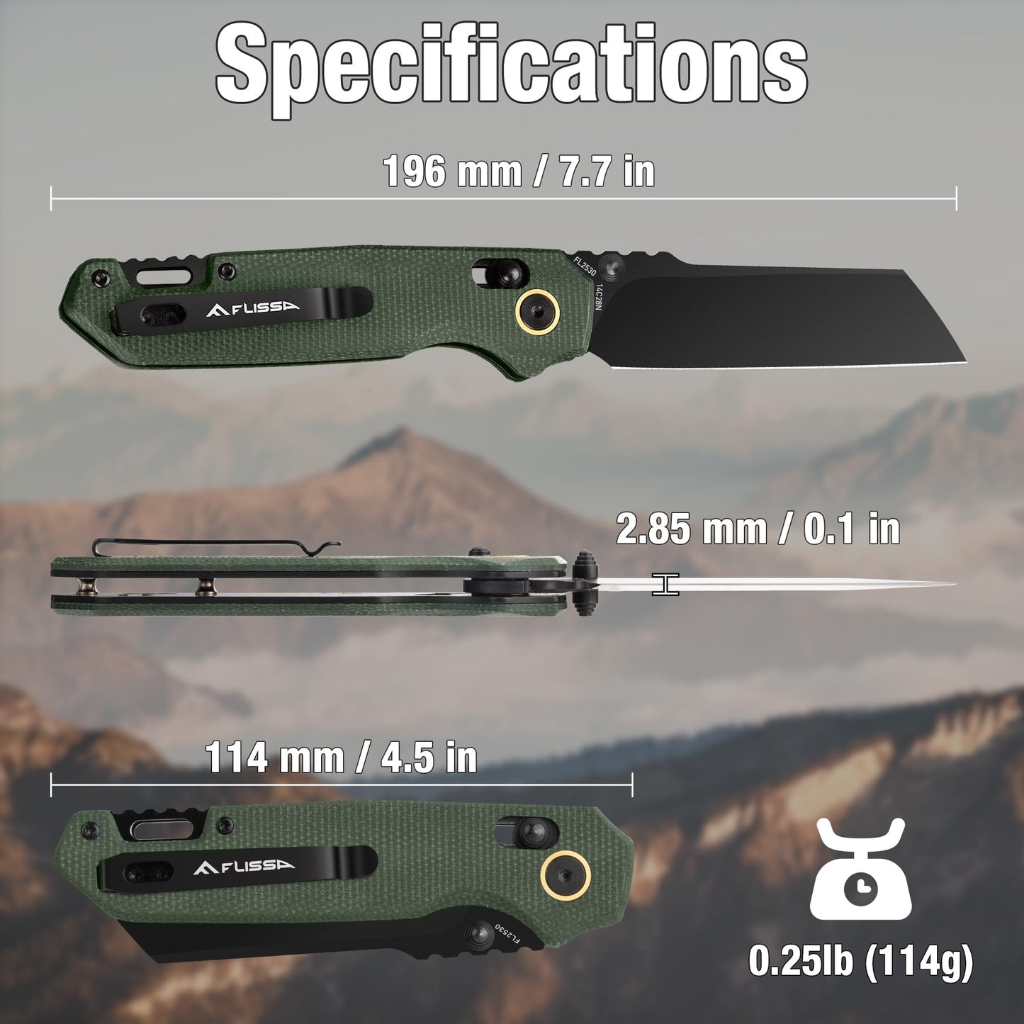 SKIF FLISSA Pocket Knife with 14C28N Stainless Steel Blade, Linen Micarta Handle, Axis Lock and Reversible Belt Clip, One-Hand Open Folding Knife for Hiking, Camping, Fishing, Indoor and Outdoor Activities