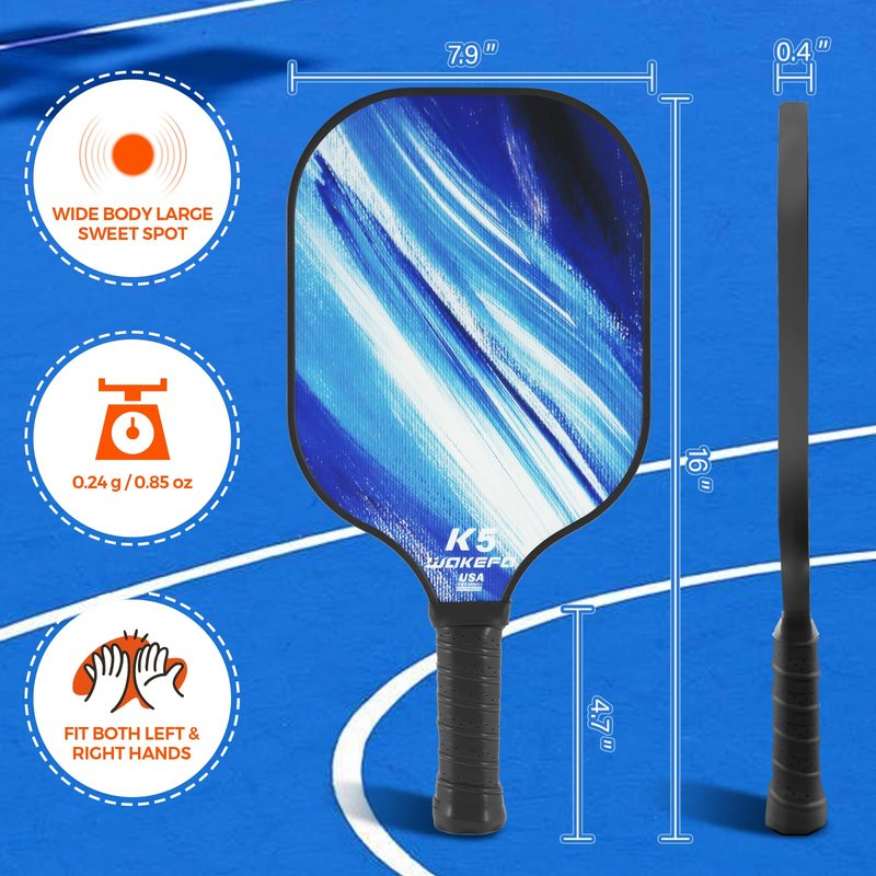 DUJORM Pickleball Paddles, Fiberglass Pickleball Paddle with PP Honeycomb Structure, Lightweight Pickleball Racket with Cushioned Handle, Pickleball Paddle Set of 2, with 4 Pickle Balls