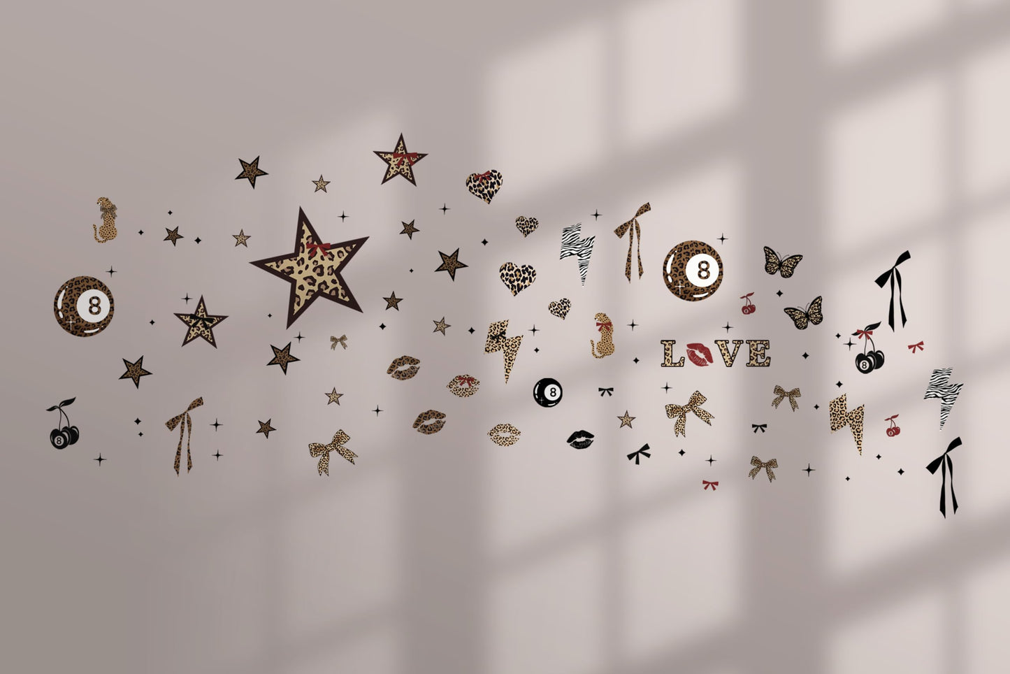 TwoDays 100Pcs Cheetah Print Wall Stickers, Trendy Leopard Print Room Decor Aesthetic for Cheetah Party Favors, Chic Luxury Y2K Fashion Decal for Home Bedroom Apartment Dorm