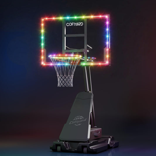Cofiyard Basketball Hoop Outdoor with 44/48/54 Inch Shatterproof Backboard,10FT Height Portable Basketball Hoop with Sandbag, Adjustable Basketball Goal with Wheels 44 inch Multi