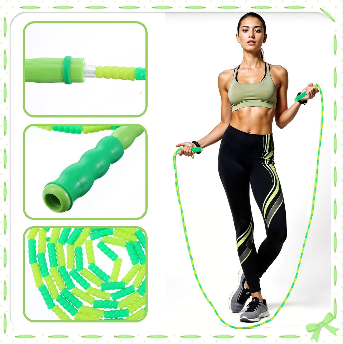 Skiennix 16 Pack Jump Ropes - Adjustable 9.2 Feet Soft Beaded Skipping Ropes for Adults & Kids | Ideal for Workout & Weight Loss
