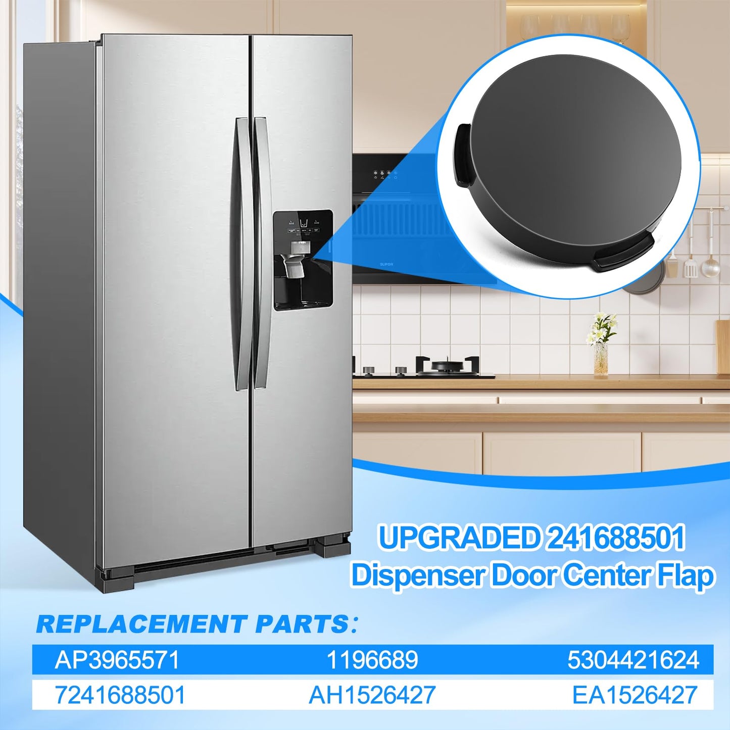 241688501 Refrigerator Dispenser Door Center Flap, Compatible With Frigidaire Kenmore Dispenser Door Flap, Ice Door Center Part Numbers AP3965571 1196689 5304421624 7241688501 AH1526427