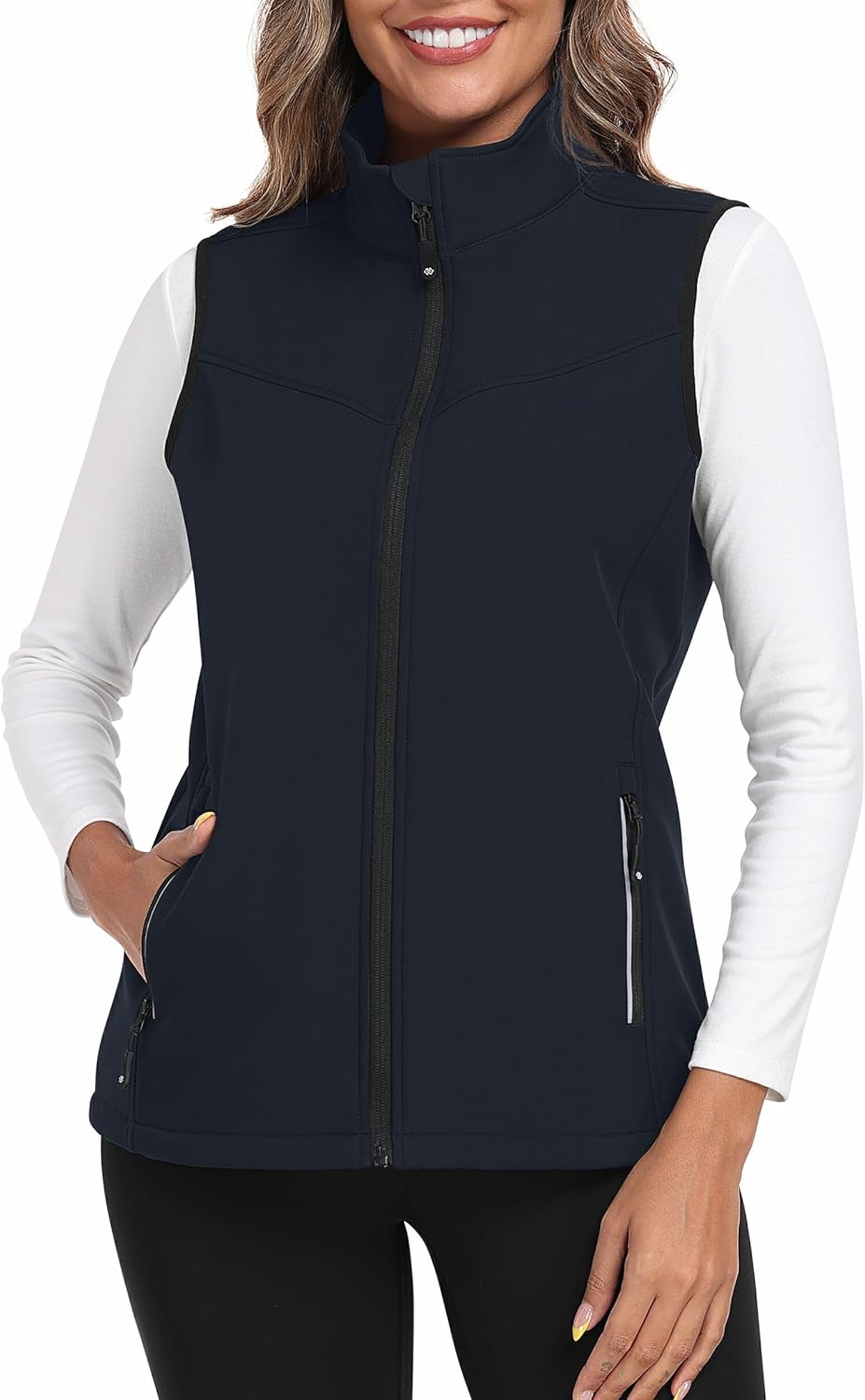 MoFiz Women's Softshell Vest - Windproof Fleece Lined Insulated Jacket | Lightweight Full Zip Running Design
