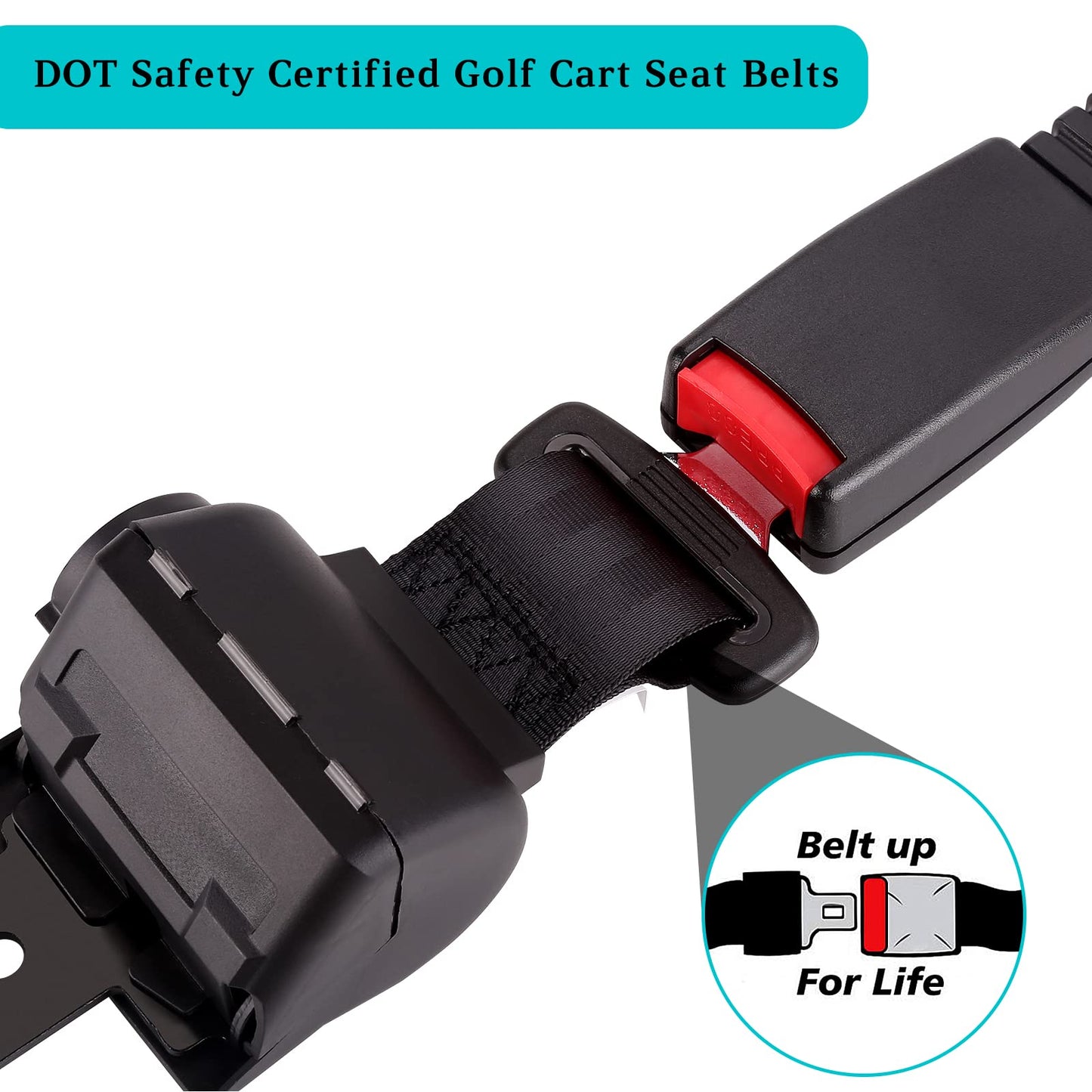 10L0L 4PCS Universal Retractable Golf Cart Seat Belt Kit with Bracket for Yamaha, EZGO, Club Car