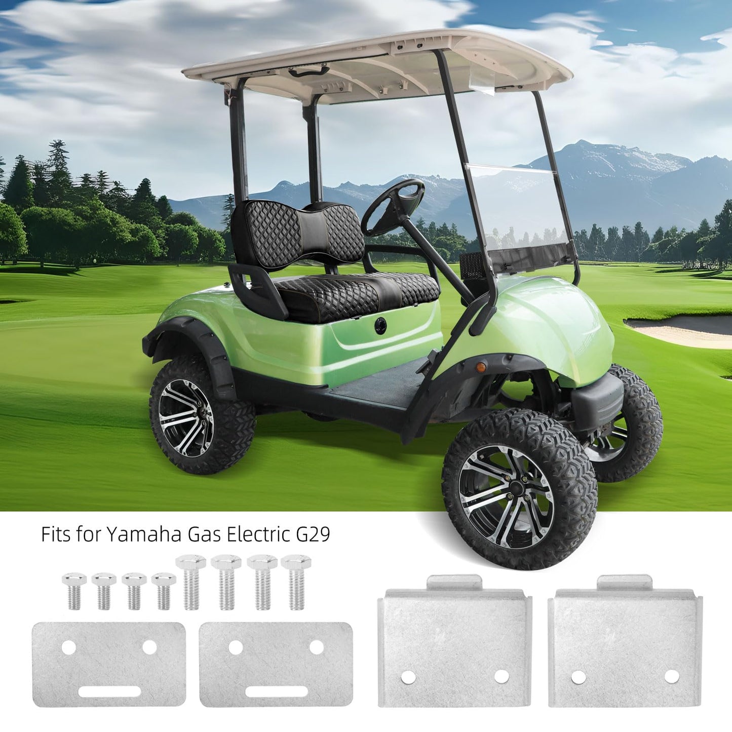 Roykaw Golf Cart Seat Hinge Set Seat Bottom Hinge Plate Replacement Compatible with Yamaha G29 Gas and Electric Model, 2 Sets (Includes Male & Female Plates), OEM# JW1-K8427-00, JW1-K8426-00