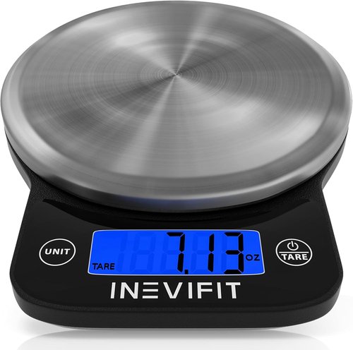 INEVIFIT Digital Kitchen Scale - Highly Accurate Multifunction Food Scale | 13 lbs Capacity, Sleek Black Design