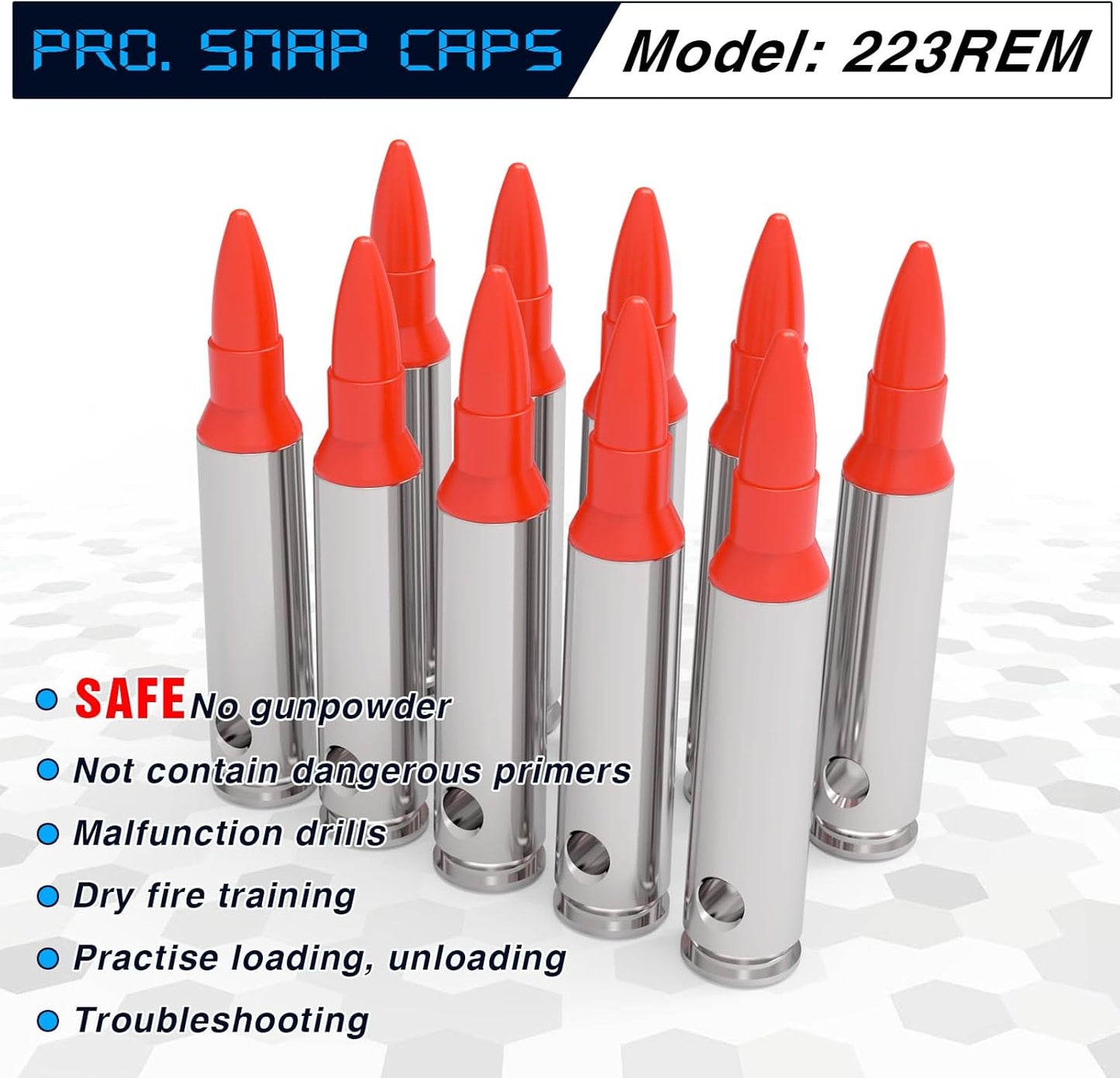Snap Caps | Reusable Training Dummy Rounds for Safe Dry Fire Practice - Close to Real Weight