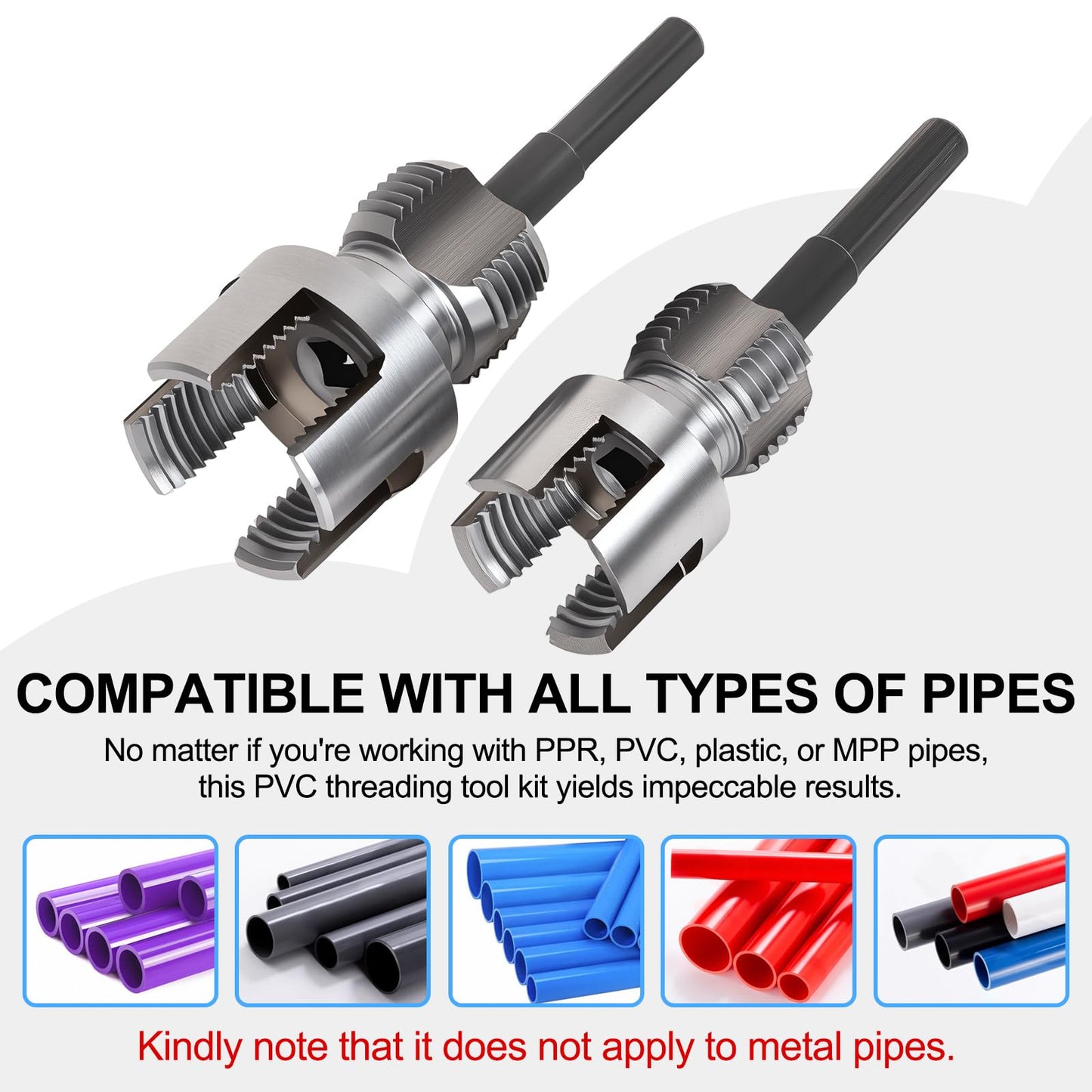 Muaoush 2PCS PVC Pipe Threader Kit - Dual-Function Internal & External Pipe Threading Tool for 1/2" & 3/4" PVC/Plastic Pipes