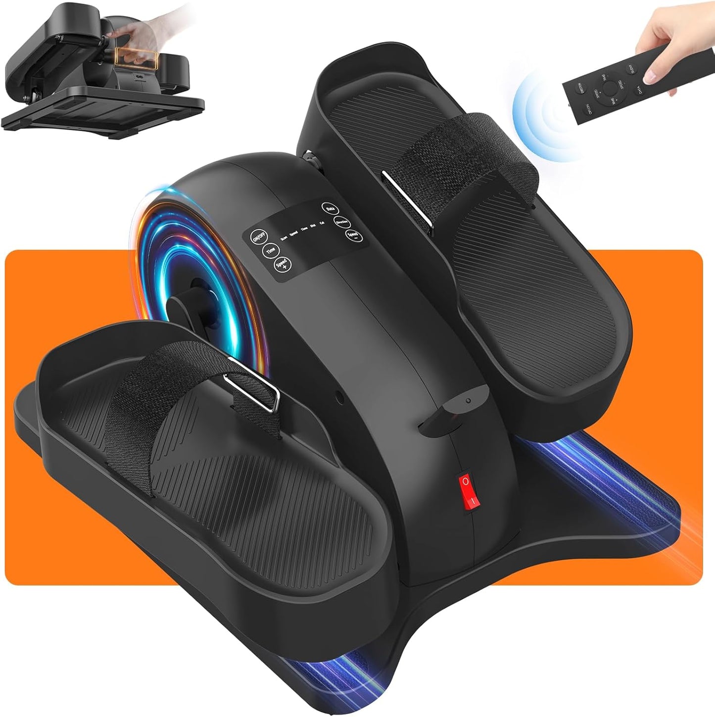 Skiennix Under Desk Elliptical Machine - Portable Mini Leg Exerciser with Remote for Home & Office