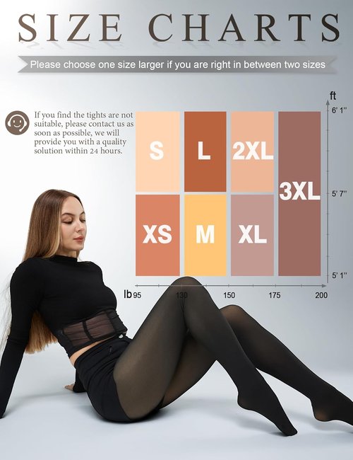 KBVOT Fleece Lined Tights - Warm Sheer Pantyhose Leggings for Winter Dresses | Thick & Comfortable