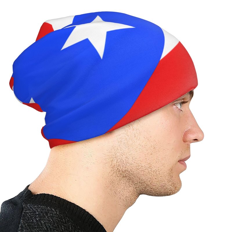 WENNGNGT Puerto Rico Puerto Rican Flag Beanie Hat Slouchy Beanies Caps Soft Sleep Cap Stretch Chemo Hats Lightweight Running Cycling Hat for Men Women