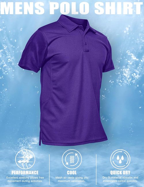 MAGCOMSEN Men's Quick Dry Tactical Polo Shirt - Short Sleeve Pique Jersey Golf Shirt