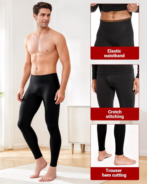 JZCreater Thermal Underwear for Men, Mens Long Johns Thermal Underwear Set, Fleece Lined Base Layer for Cold Weather Dark Gray