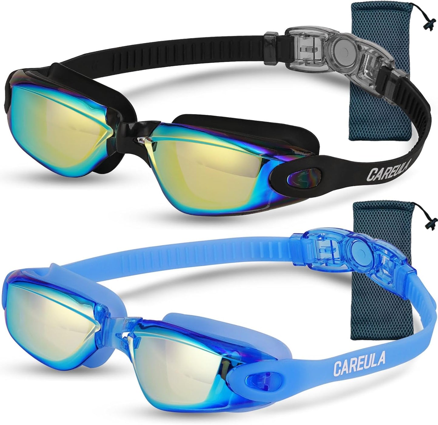 Skiennix Kids Swim Goggles - Anti-Fog Pool Goggles for Ages 3-14 | 2-Pack for Boys & Girls