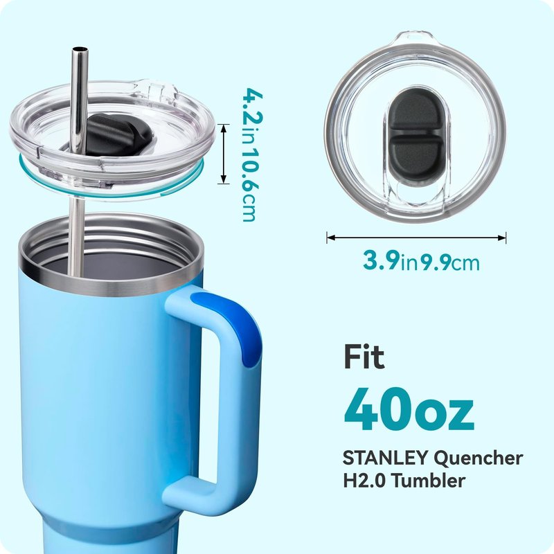 Soledea 2 Pack 40oz Replacement Lid for Stanley Quencher, Stronghold Lid Spill Proof Splash Resistant Tumbler Lids for 40oz Stanley Cup Accessories