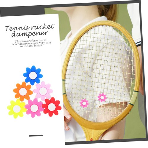 Gogogmee Flower Shape Tennis Racket Vibration Dampener Silicone Shock Absorber 6 Pieces Compact 0.98 Inch Tennis Accessory for Reduced String Shock