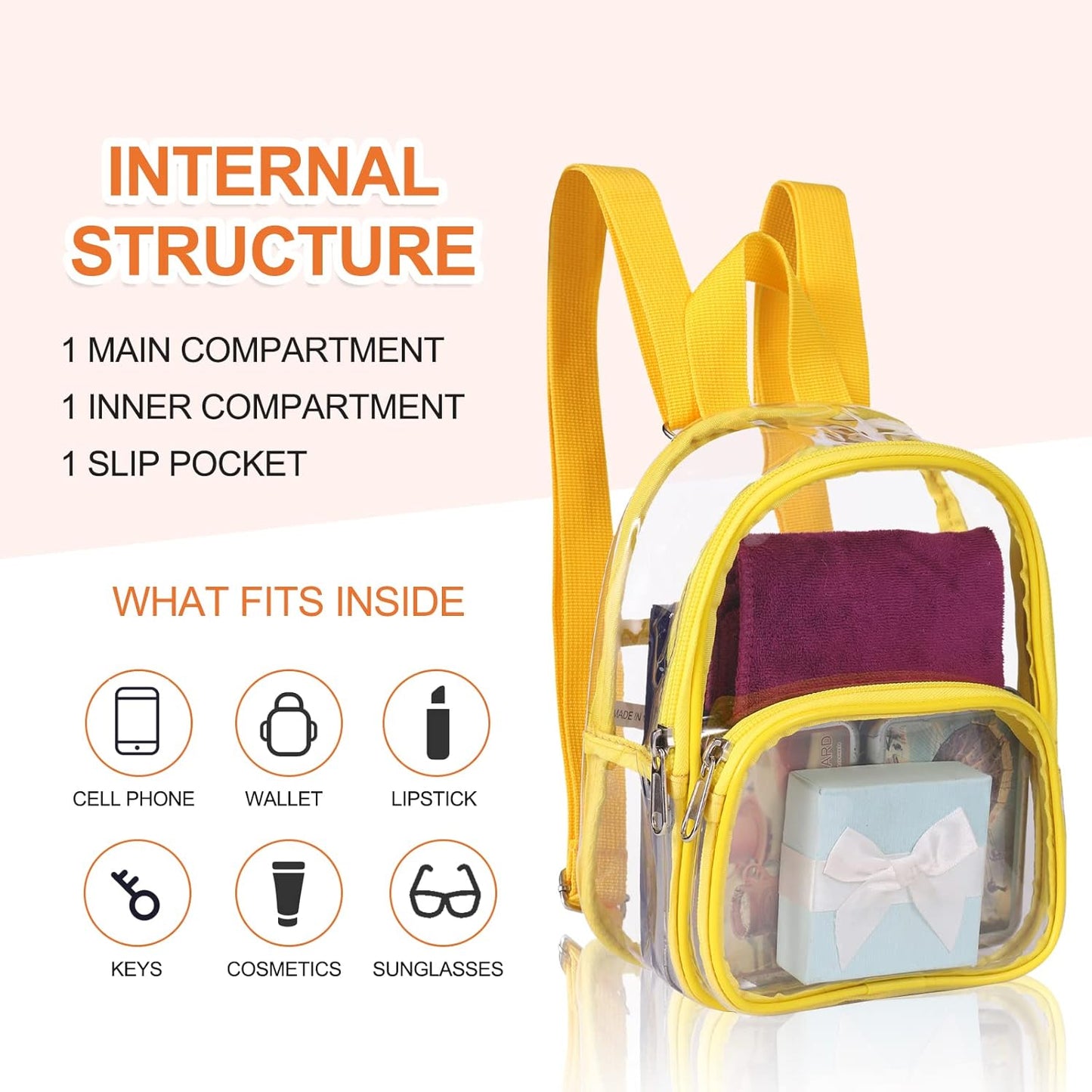 USPECLARE Clear Mini Backpack - Stadium Approved Transparent Bag for Kids | Perfect for Concerts & Festivals