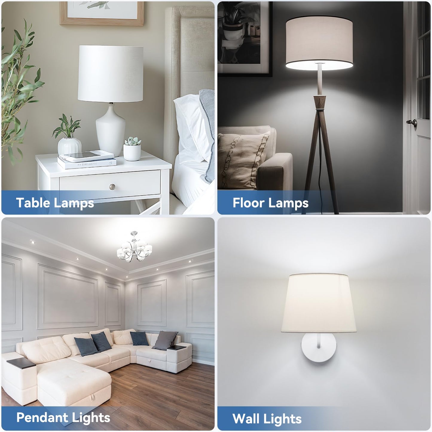 novapollo A19 LED Light Bulbs,60 Watt Equivalent LED Bulbs,Daylight White 5000K LED Lights for Bedroom,760LM Non-Dimmable,9W E26 LED Lights,4-Pack