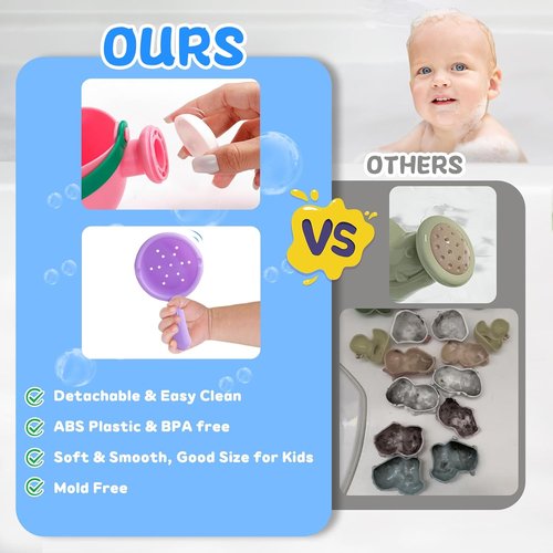 Fajiabao Baby Bath Toys - Mold-Free Fun for Kids Ages 1-3 | 5 PCS for Bathtub, Sand, Beach & Pool