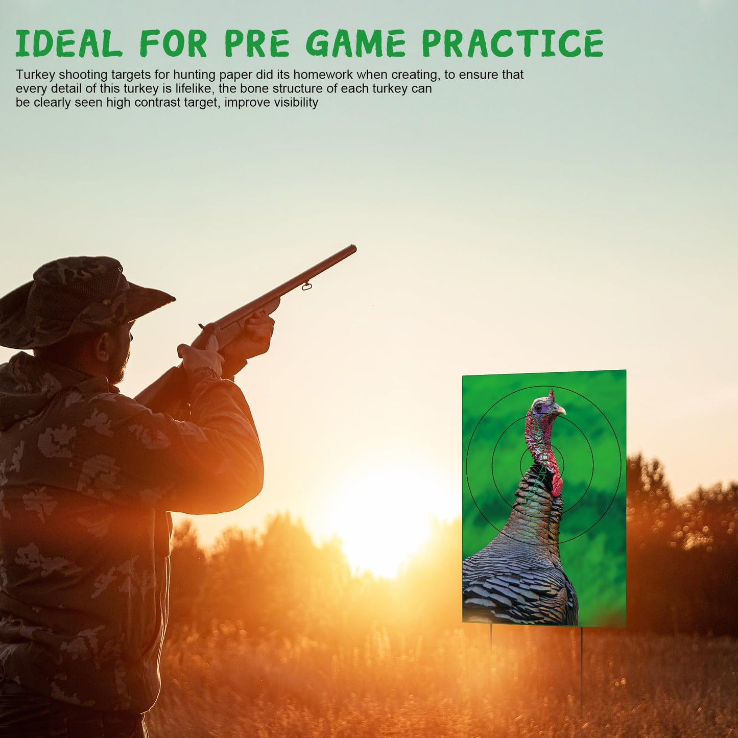 Feifeiya 12 Pcs 3 Style 12" x 18" Turkey Targets Turkey Shooting Targets for Hunting Realistic Animal Target for Practice Turkey Hunting Accessories
