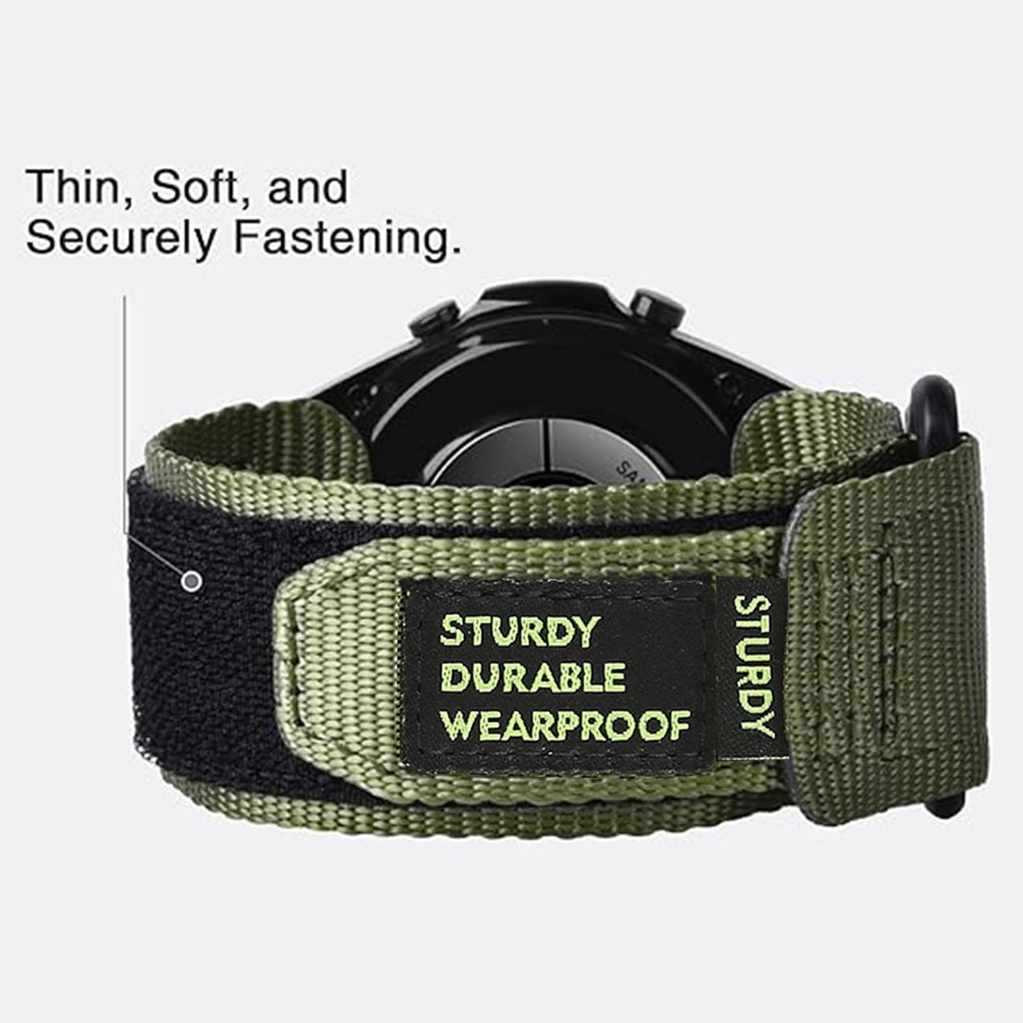 Compatible for Onaneag Smart Watch Band, 22mm Quick Release Rugged Nylon Sports Strap with Woven Loop Design Compatible for Onaneag P110, Ddidbi, Paukila P114, Nihemin 1.96 Watch, Haulvean JX629 Watch (Green, 22mm size band)