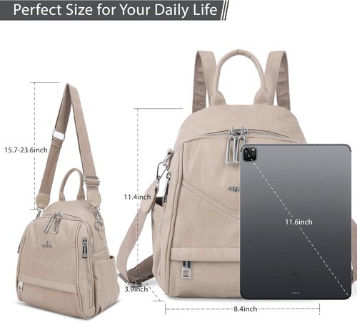 Angel Kiss Small Backpack Purse - Soft Vegan Leather Women's Fashion Handbag with Removable Strap | Apricot