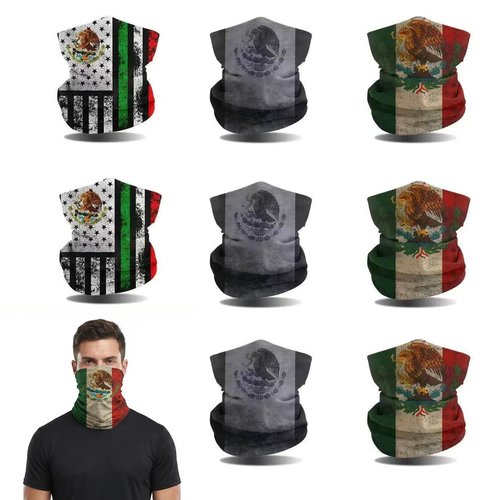 PSQIYMP Neck Gaiter Balaclava Bandana Face mask, Sun Wind protection, Cycling, Running, Hiking Sports, for Men & Women (Mexico, 8)