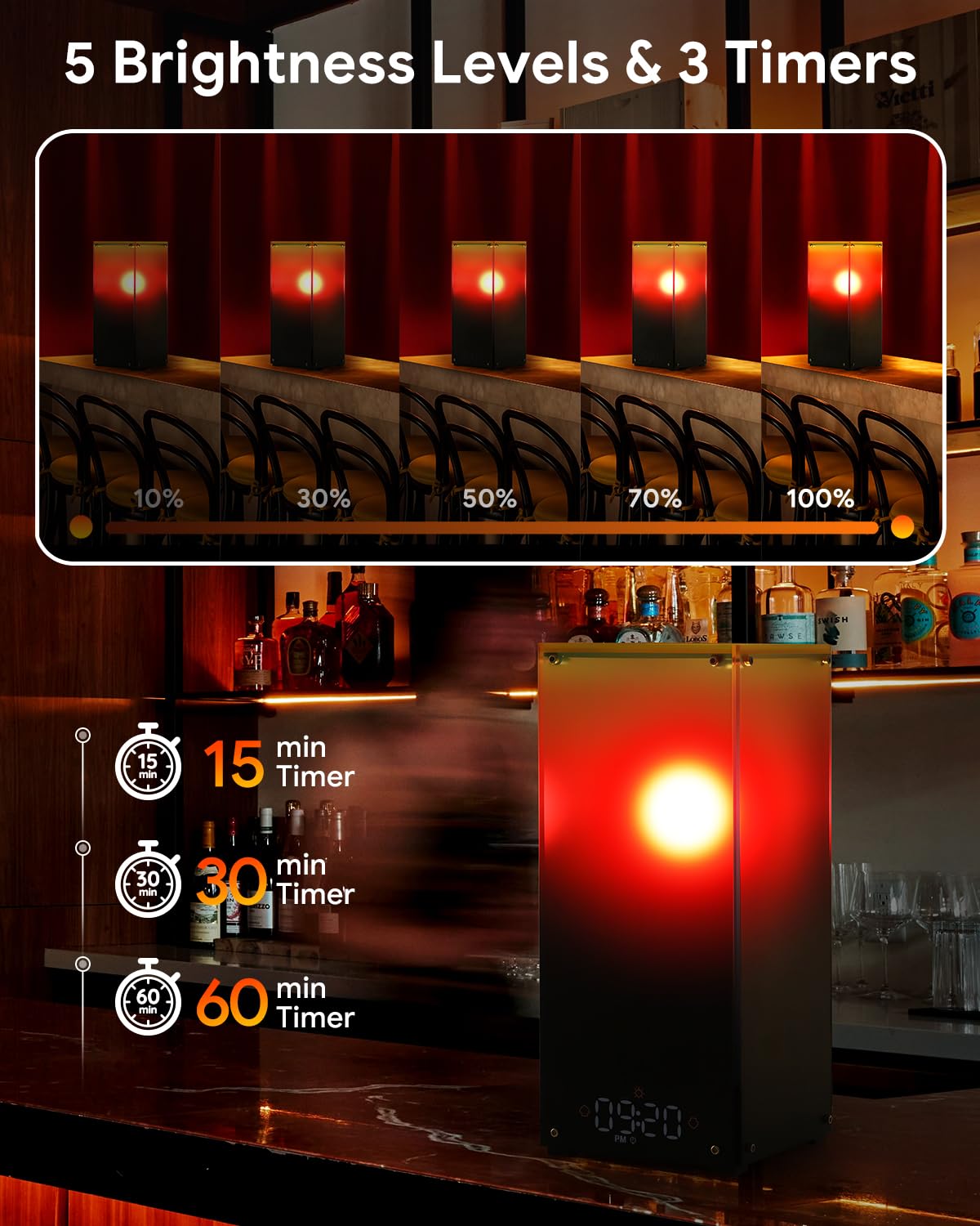 Sunset & Sunrise Table Lamp, Dimmable Ambient Desk Lamp with 6 White Noise Sounds, Touch & Remote Control with Timer for Bedroom, Living Room, Home Office, Bar, Restaurant