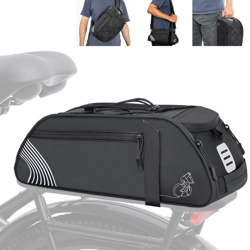 YEEGO DIRECT Bike Rack Bag, 14L Expandable Capacity Bike Bags for Bicycles Rear Rack,Water-resistant Bike Trunk Bag, Bike Panniers Reflective Design, Crossbody Shoulder Bag for Commuting Outings