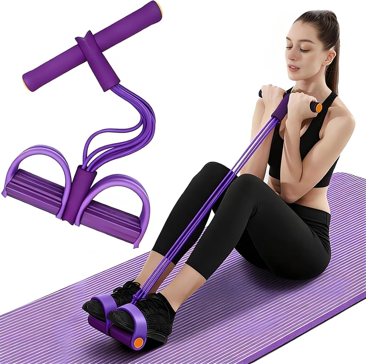 Skiennix Pedal Resistance Bands - Durable 6-Tube Fitness Bands for Abdomen, Arms, Legs | Natural Rubber