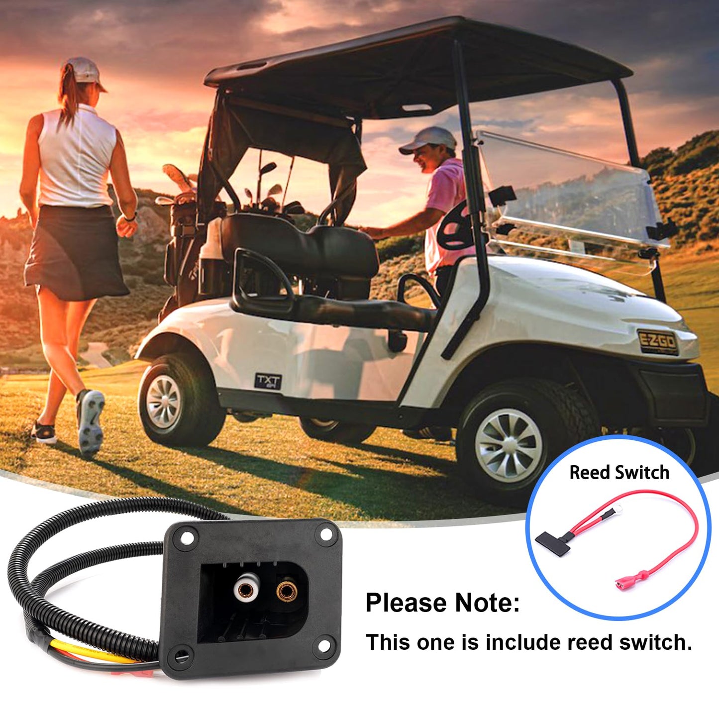 Roykaw Golf Cart Powerwise Charger Receptacle with Harness & Reed Switch Compatible with EZGO TXT/Medalist/Workhorse 36V Golf Cart Models Replaces OEM # 73051G29, 73063-G01