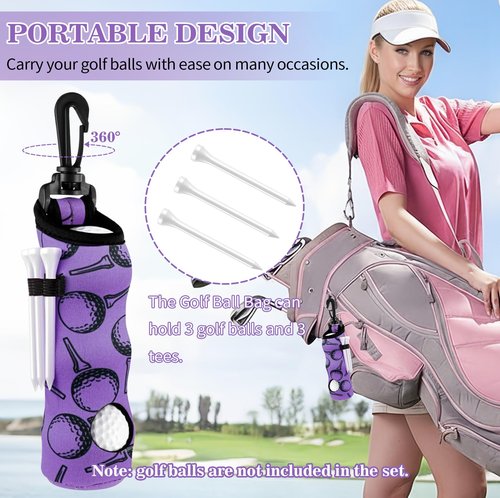 LACGO 17Pcs Golf Accessories Kit Include Golf Ball Bag Golf Tees Golf Towel Golf Club Cleaner Brush Groove Cleaner Tool Divot Tool Magnetic Ball Marker, Best Golf Gift for Women Man(Purple)