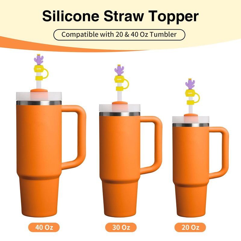 10 Pcs cactus straw topper for Stanley Cup, Silicone Straw Toppers Cap for Stanley 20&30&40 Oz Tumblers,10mm 0.4inch | Dust-proof | Reusable | Cactus straw covers for Cup Accessories
