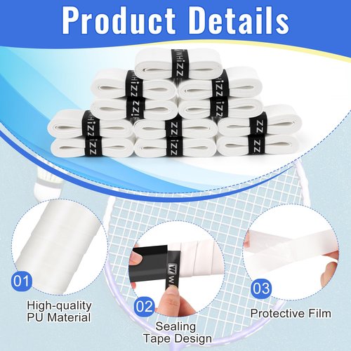 Coitak 30 Pieces Tennis Racket Grip Tape, Tennis Grip Tape, Tennis Overgrips for Anti Slip and Absorbent Grip