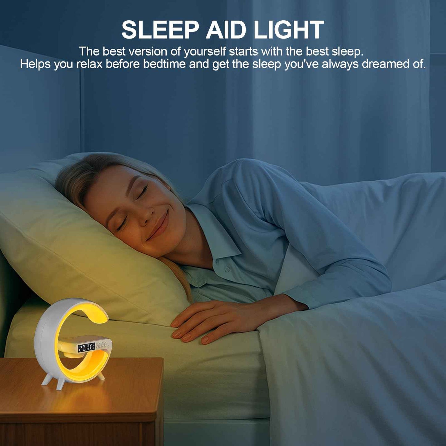 Kangtaixin Wake Up Light Sunrise Alarm Clock for Kids, Bedside Night Lamp with Sunrise Simulation, Sleep Aid, Snooze, Bluetooth Speaker, Nightlight for Bedroom Ideal for Birthday, Christmas Gift