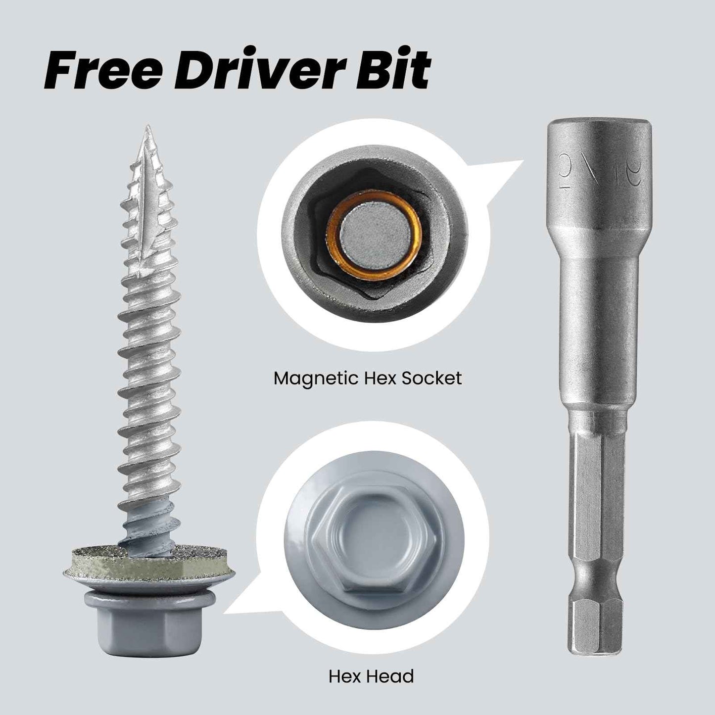 Bnuok Metal Roofing Screws #10 × 1 1/2 Inch, 145pcs Black Ruspert Coating Hex Head Sheet Metal Roof Screws, Self Starting Metal to Wood Siding Screw, EDPM Rubber Washers