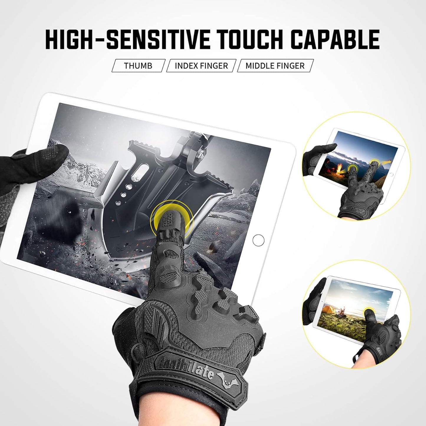 ZUNE LOTOO Tactical Touchscreen Gloves - Kevlar-Lined & TPR Impact Protection | Black/Red/Green/Tan