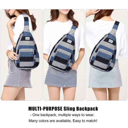 Kamo Sling Backpack Chest Shoulder Bag Crossbody Cycling Travel Hiking Daypack for Men Women With Earphone Hole