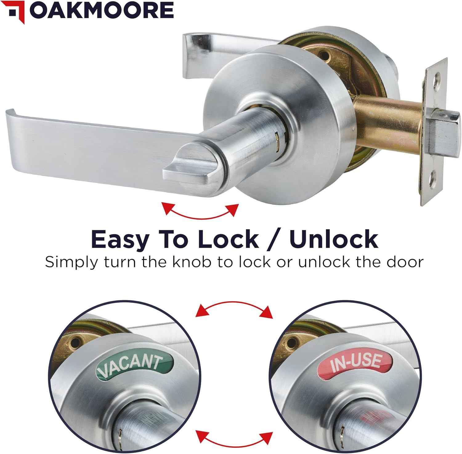 Privacy Door Handle Lock for Bathroom - Black Vacant Occupied Restroom Handle