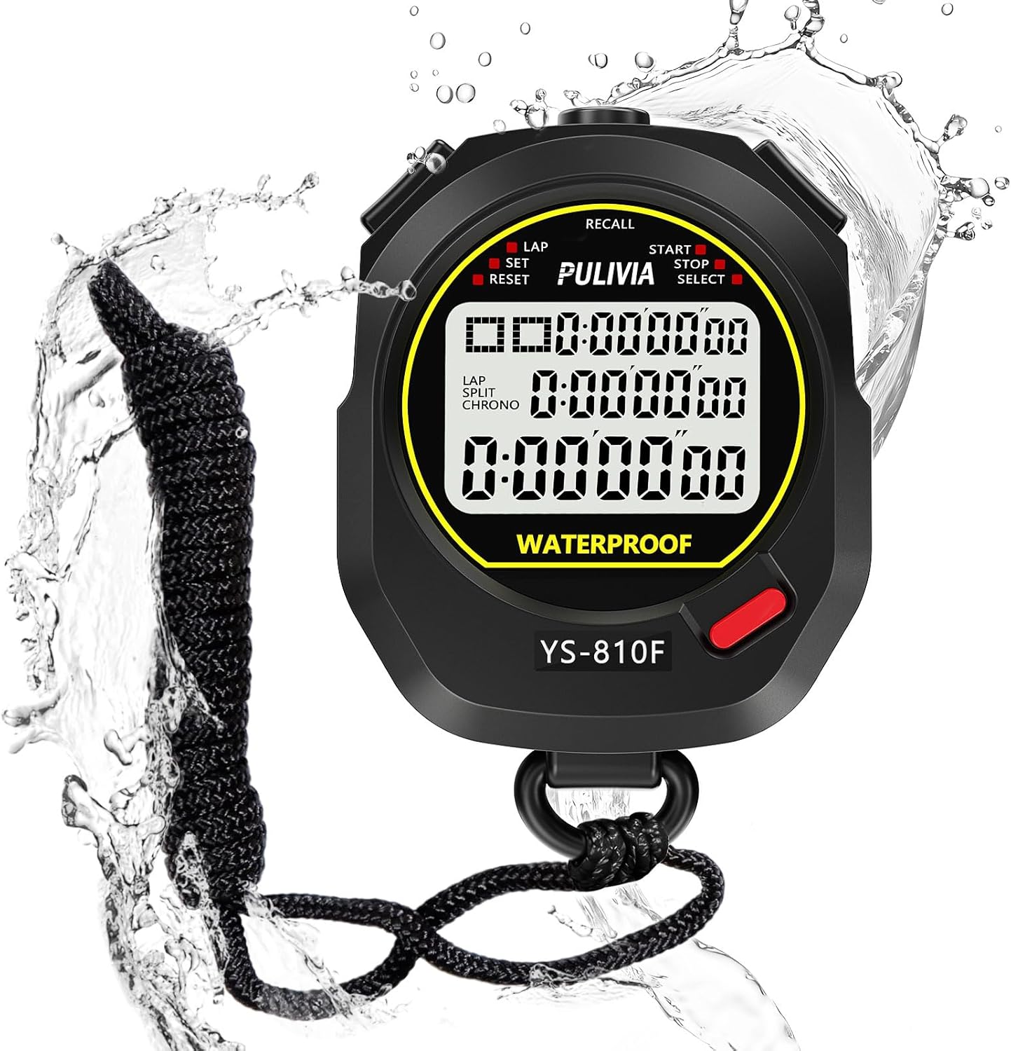 Skiennix Waterproof Stopwatch Timer - 10 Lap Split Memory for Sports & Training