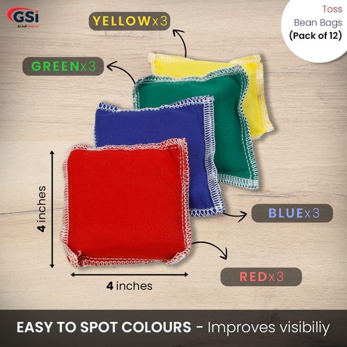 GSi Mini Bean Bags & Rainbow Play Parachute Set - 12 Pack for Kids' Physical Education & Outdoor Fun