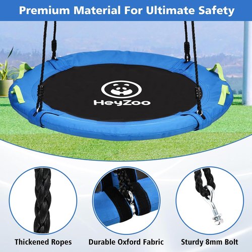 HeyZoo 48-Inch Tree Swing - Large Saucer Flying Swing for Family Fun | 900lbs Capacity, Adjustable Straps, Blue