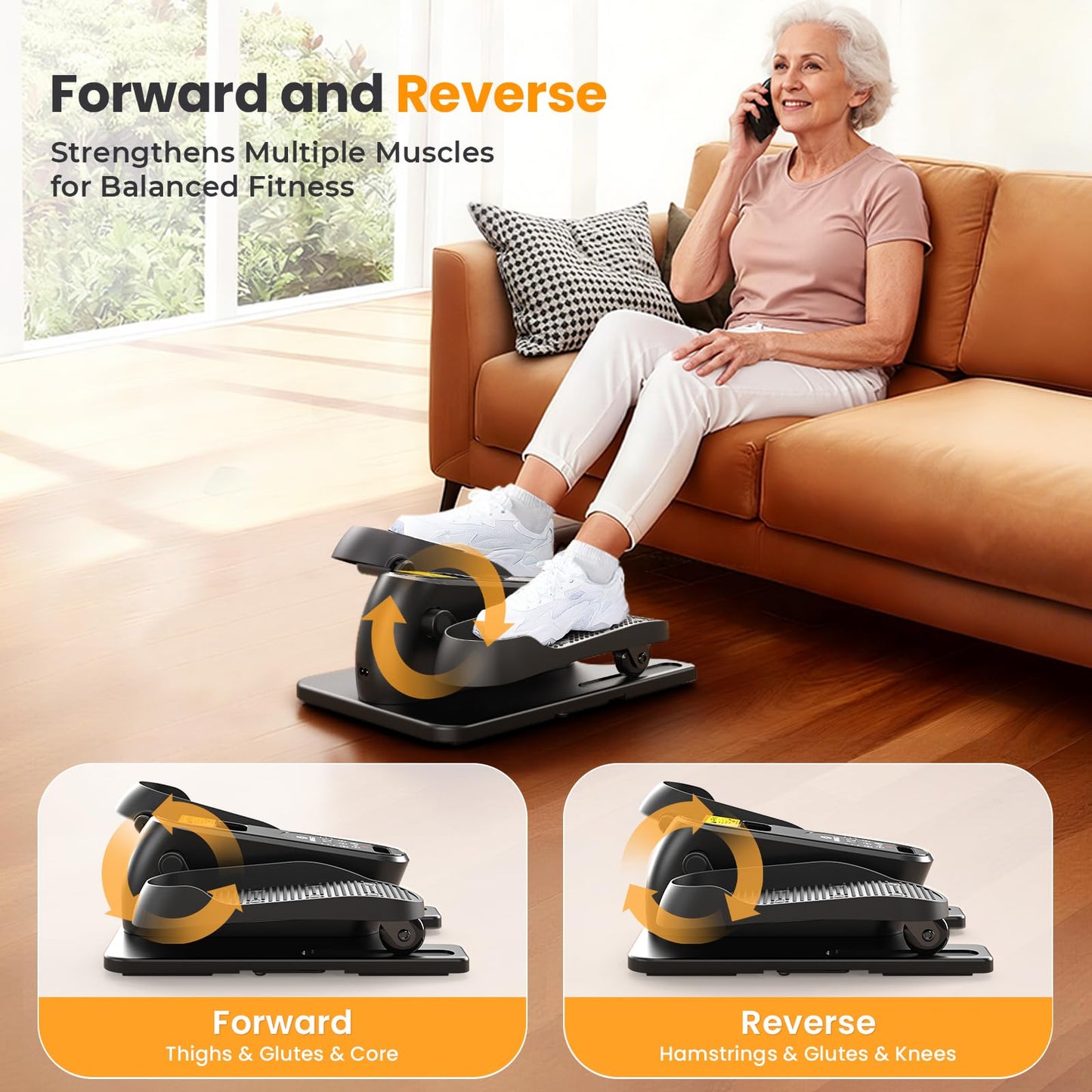 Under Desk Elliptical Machine, Ellipse Leg Exerciser as Seen on TV for Seniors with Remote Control & 12 Manual & Auto Mode, Low-Impact Quiet Portable Electric Seated Pedal Exerciser for Home Office