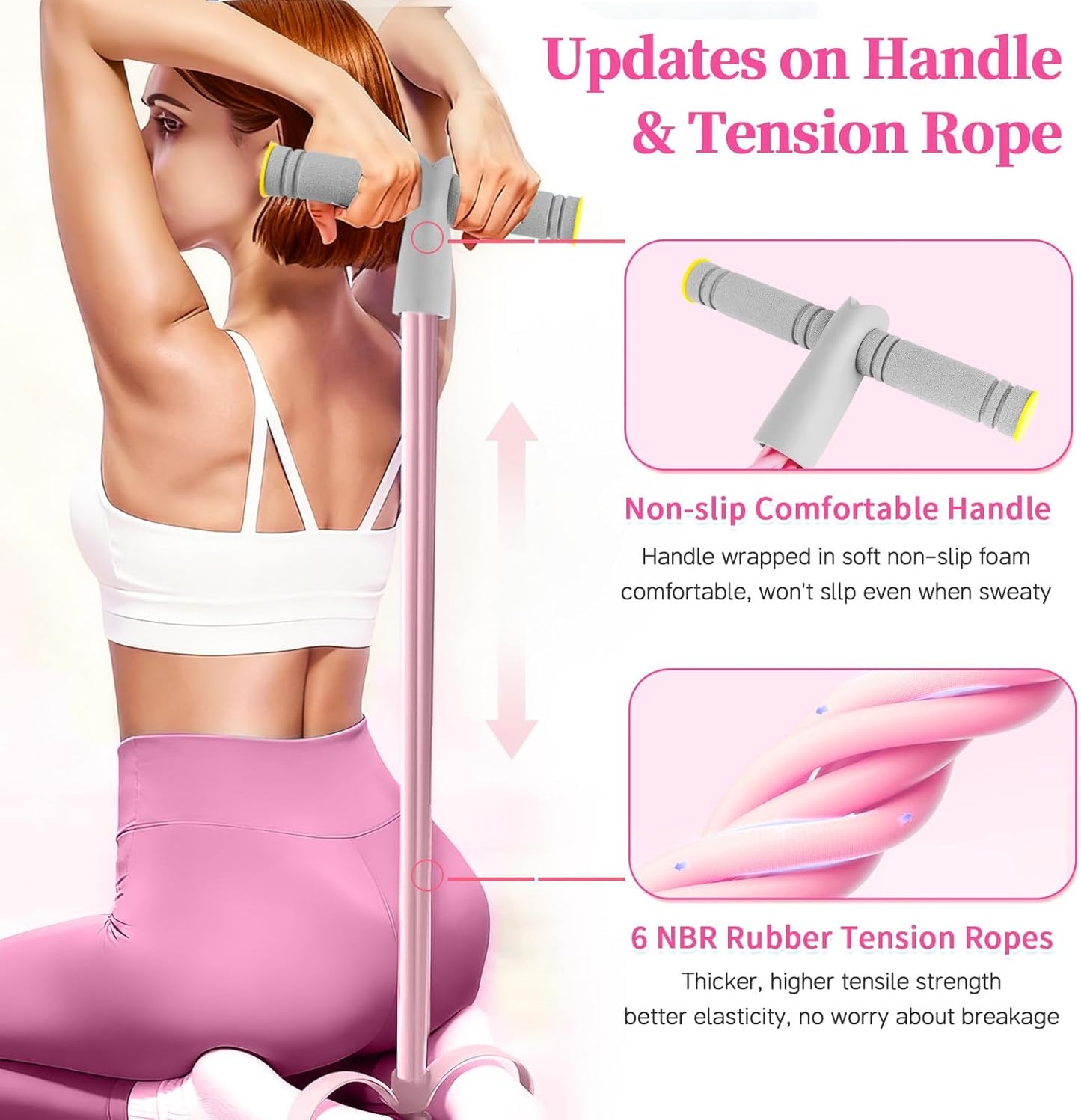 Pedal Resistance Bands - Durable 6-Tube Design for Full-Body Workouts | Natural Rubber, Versatile Fitness Tool