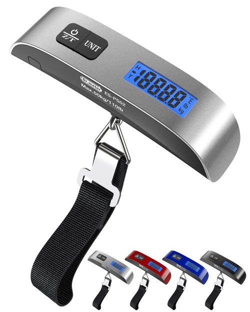 Dr.meter Luggage Scale - Digital Weight Scale with Backlight LCD Display | 110lb/50kg Capacity, Rubber Handle